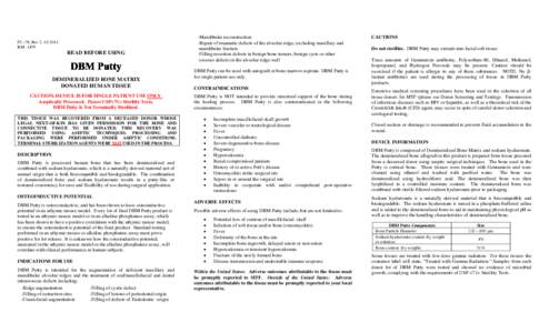 PI –78, Rev 2, [removed]RM[removed]READ BEFORE USING  DEMINERALIZED BONE MATRIX