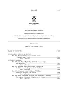 HANSARD[removed]DEBATES AND PROCEEDINGS Speaker: Honourable Gordon Gosse