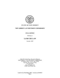 STATE OF NEW JERSEY NEW JERSEY LAW REVISION COMMISSION FINAL REPORT Relating to