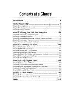 Contents at a Glance Introduction ................................................................ 1 AL  Part I: Revving Up ....................................................... 7