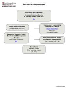 Research Advancement  RESEARCH ADVANCEMENT Associate Executive Director W. Timothy Hushen (100% FTE) Bio