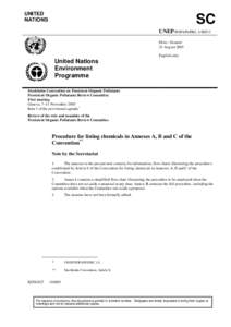 UNITED NATIONS SC UNEP/POPS/POPRC.1/ INF/3 Distr.: General