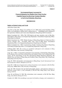 Proposed Submarine Gas Pipelines from Cheng Tou Jiao Liquefied Natural Gas Receiving Terminal, Shenzhen to Tai Po Gas Production Plant, Hong Kong EIA Study Brief No. ESB[removed]Annex C December 2001