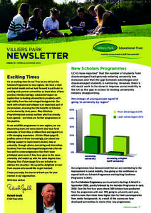 VILLIERS PARK  NEWSLETTER ISSUE 12 | SPRING/SUMMER[removed]New Scholars Programmes