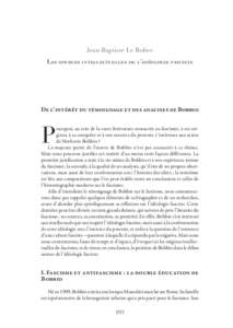 Jean-Baptiste Le Bohec Les sources intellectuelles de l’idéologie fasciste De l’intérêt du témoignage et des analyses de Bobbio  P