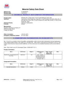 Material Safety Data Sheet 0116MAR019[removed]MSDS ID NO.: Revision date: