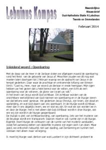 Maandelijkse Nieuwsbrief Oud-Katholieke Statie H.Lebuïnus Twente en Ommelanden Februari 2014