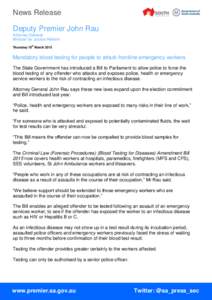 News Release Deputy Premier John Rau Attorney-General Minister for Justice Reform th