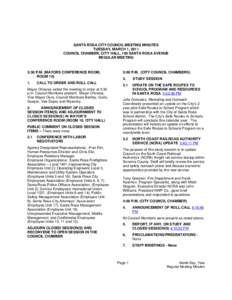 SANTA ROSA CITY COUNCIL MEETING MINUTES TUESDAY, MARCH 1, 2011 COUNCIL CHAMBER, CITY HALL, 100 SANTA ROSA AVENUE REGULAR MEETING  3:30 P.M. (MAYORS CONFERENCE ROOM,