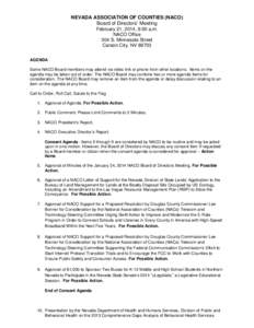 NEVADA ASSOCIATION OF COUNTIES (NACO) Board of Directors’ Meeting February 21, 2014, 9:00 a.m. NACO Office 304 S. Minnesota Street Carson City, NV 89703