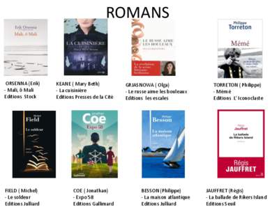 ROMANS  ORSENNA (Erik) - Mali, ô Mali Editions Stock