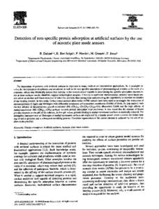 ELSEVIER  B Sensors and Actuators B-505  Detection of non-specific protein adsorption at artificial surfaces by the use