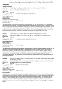 Summary of Linkage Infrastructure Applications for Funding to Commence in 2006 Queensland Griffith University LE0667984  Prof GA Hope; Dr DJ Bernhardt; Dr MI Jeffrey; A/Prof PM Fredericks; A/Prof RL Frost