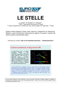 LE STELLE G. Iafrate(a), M. Ramella(a) e V. Bologna(b) (a) INAF - Osservatorio Astronomico di Trieste (b) Istituto Comprensivo S. Giovanni Sc. Sec. di primo grado “M. Codermatz