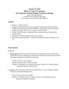 PPDC 21st Century Toxicology/New Integrated Testing Strategies Workgroup Meeting