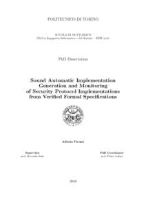 POLITECNICO DI TORINO  SCUOLA DI DOTTORATO PhD in Ingegneria Informatica e dei Sistemi – XXII cycle  PhD Dissertation