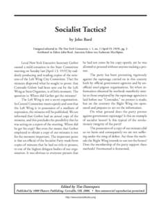 Reed: Socialist Tactics? [April 19, [removed]Socialist Tactics? by John Reed