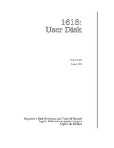 1616: User Disk VersionAugust 1993