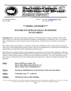 Blum / Washington /  D.C. / Local government in the United States / Politics of the United States / Mayors Climate Protection Center / United States Conference of Mayors / Adrian Fenty / Marty Blum