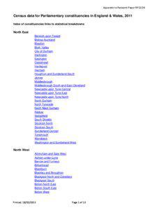 Appendix to Research Paper RP13/20  Census data for Parliamentary constituencies in England & Wales, 2011