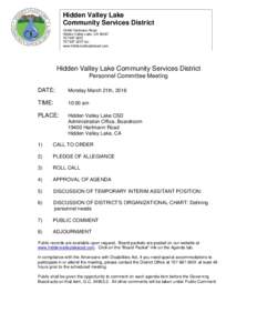 Hidden Valley Lake Community Services DistrictHartmann Road Hidden Valley Lake, CA fax