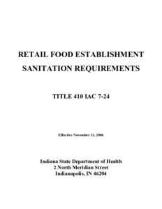 RETAIL FOOD ESTABLISHMENT SANITATION REQUIREMENTS TITLE 410 IACEffective November 13, 2004
