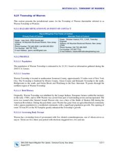 SECTION 9.21: TOWNSHIP OF WARREN[removed]Township of Warren This section presents the jurisdictional annex for the Township of Warren (hereinafter referred to as Warren Township or Warren[removed]HAZARD MITIGATION PLAN PO