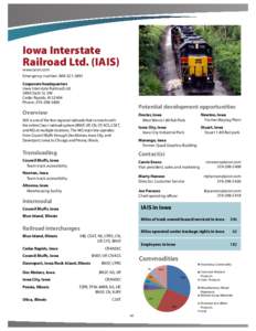 Iowa Interstate Railroad Ltd. (IAIS) www.iaisrr.com Emergency number: [removed]Corporate headquarters Iowa Interstate Railroad Ltd.