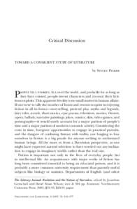 Critical Discussion  Toward a Consilient Study of Literature by Steven Pinker  P