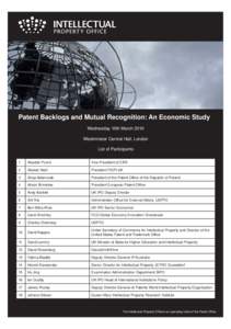 Patent Backlogs and Mutual Recognition: An Economic Study