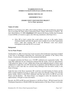 WASHINGTON STATE ENERGY FACILITY SITE EVALUATION COUNCIL RESOLUTION NO. 323 AMENDMENT NO. 3 CHERRY POINT COGENERATION PROJECT No Use Water Agreement