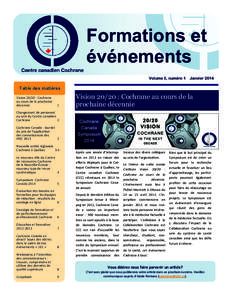 Formations et événements Volume 3, numéro 1 Janvier 2014