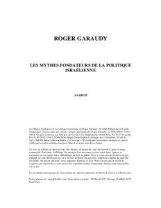 ROGER GARAUDY  LES MYTHES FONDATEURS DE LA POLITIQUE