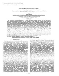 THE ASTRONOMICAL JOURNAL, 122 : 1030È1050, 2001 AugustThe American Astronomical Society. All rights reserved. Printed in U.S.A. NONLINEAR CORE-MANTLE COUPLING JIHAD TOUMA Department of Physics and Center for Ad