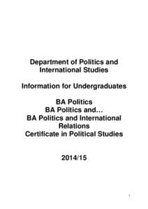 UG Politics 1415 Handbook FINAL