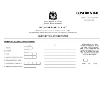 CONFIDENTIAL PUBLIC DISCLOSURE AUTHORIZED United Republic of Tanzania National Bureau of Statistics
