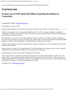 Frontier Says It Will Spend $63 Million Expanding Broadband in Connecticut - Courant.com