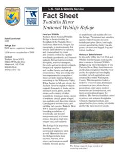 U.S. Fish & Wildlife Service  Fact Sheet Tualatin River National Wildlife Refuge