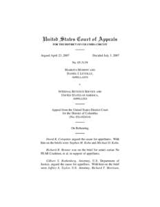 United States Court of Appeals FOR THE DISTRICT OF COLUMBIA CIRCUIT Argued April 23, 2007  Decided July 3, 2007
