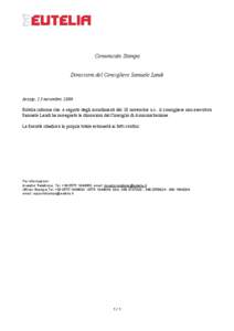 Comunicato Stampa Dimissioni del Consigliere Samuele Landi