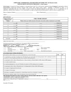 Reset Form  EMPLOYEE CONFIDENTIAL INCOME RELEASE FORM- FFY 2014 Income Limits EMPLOYMENT INCENTIVE PROGRAM – (City/County) _______________ (City/County) is required by Federal regulation to document that at least 51% o