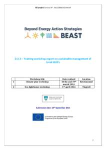 IEE project Contract N°: IEESI2D.3.3 – Training workshop report on sustainable management of local SEAPs  1