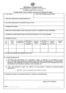 OVERFLIGHT AND LANDING CLEARANCE REQUEST FORM
