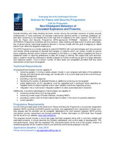 Emerging Security Challenges Division  Science for Peace and Security Programme Call for Proposals:  Non-Checkpoint Detection of