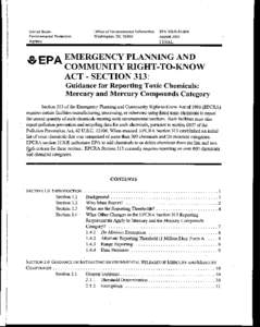 Emergency Planning and Community Right-to-Know Act – Section 313: Guidance for Reporting Toxic Chemicals: Mercury and Mercury Compounds Category