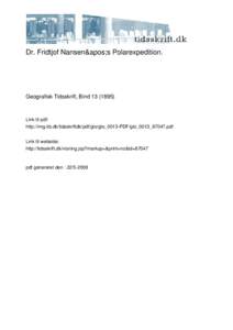 Dr. Fridtjof Nansen's Polarexpedition.  Geografisk Tidsskrift, Bind[removed])