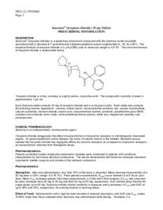 NDA[removed]S002 Page 3 Sanctura® (trospium chloride) 20 mg Tablets PRESCRIBING INFORMATION DESCRIPTION