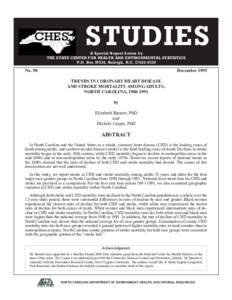 STUDIES  A Special Report Series by THE STATE CENTER FOR HEALTH AND ENVIRONMENTAL STATISTICS P.O. Box 29538, Raleigh, N.C[removed]