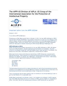 An Update from the new AIPPI-US Chair