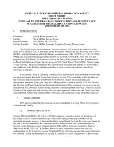 EPA Region 3 RCRA Corrective Action Draft Permit  Safety-Kleen Systems Inc, West Mifflin PA PAD982576258